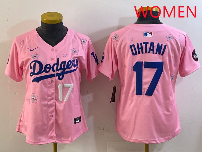 Women Los Angeles Dodgers #17 Ohtani Pink Sakura Edition 2025 Nike MLB Jersey style 27
